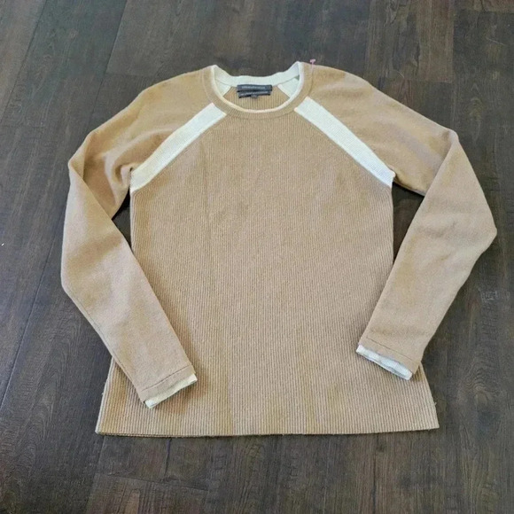 Todd & Duncan 100% Scottish cashmere spun yarn Oatmeal Tan Colorblock - Picture 1 of 5